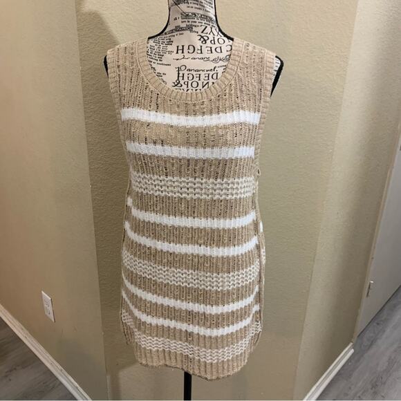 Lou & Grey tan white‎ sweater size medium - Picture 1 of 6